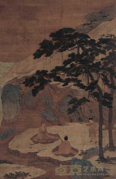 佚名 听阮奉榴图 立轴 121×69cm